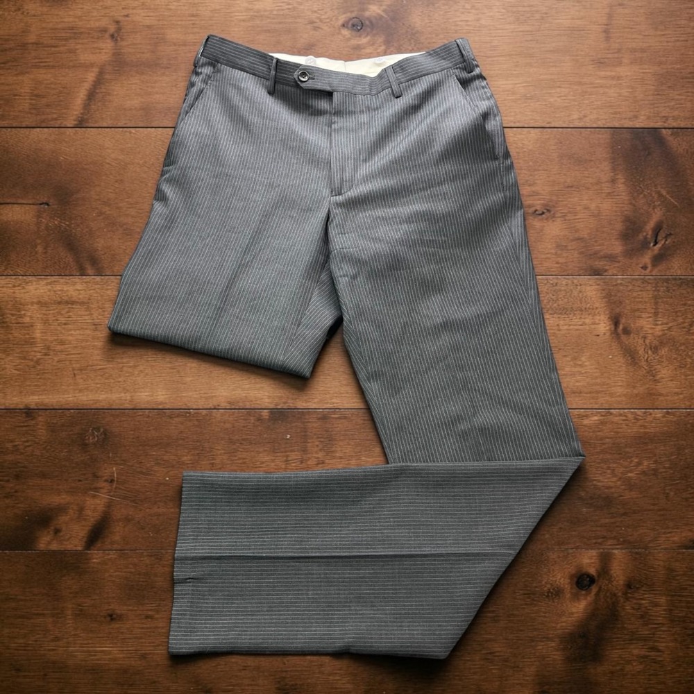 Brooks Brothers 1818 Fitzgerald Grey Pinstripe Wool Dress Pants Mens 34x34 Italy
